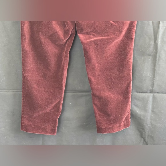 Talbots Women Curvy Fit Velvet Straight Pants Burgundy Flat Front - Picture 5 of 11